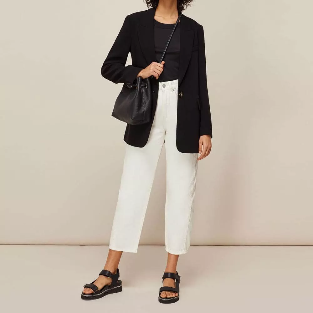 Whistles High Waist White Barrel Leg Jeans
